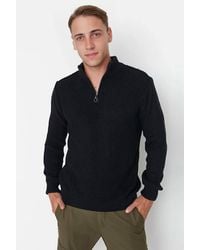 WOVCOR - Regular Fit Half Zip Funnel Neck Sweater - Lyst