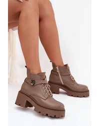 Love Lace - Office Block Heel Chunky Lined Ankle Boots - Lyst