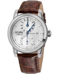 Gevril - Madison..ss Case, Silver Dial, Genuine Handmade Italian Brown Strap Watch - Lyst