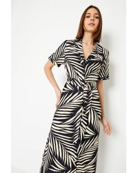 Dorothy Perkins - Palm Print Short Sleeve Midi Shirt Dress - Lyst