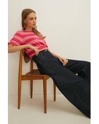 Oasis - Short Sleeve Block Stripe Knitted Top - Lyst