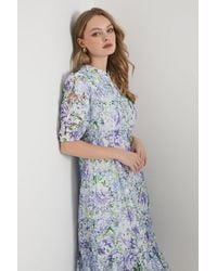 Oasis - Occasion Floral Lace Button Through Midi Dress - Lyst