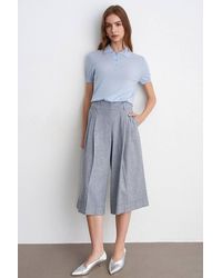 Dilvin - High-Waist Pleated Wide-Leg Capri Trousers - Lyst
