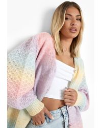 Boohoo - Soft Knit Ombre Puff Sleeve Cardigan - Lyst
