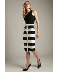 Karen Millen - Stripe Knit Skirt Made With Yarn - Lyst