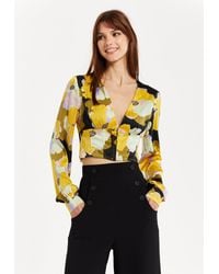 Liquorish - Earth Tone Floral Print Crop Top - Lyst