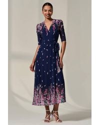 Jolie Moi - Half Sleeve Floral Wrap Dress - Lyst