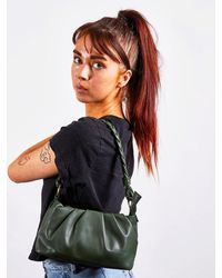 SVNX - Ruched Pu Leather Shoulder Bag With Plaited Strap - Lyst