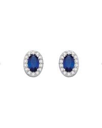 Jewelco London - Oval Cz Oval Halo Royal Cluster Stud Earrings - Lyst