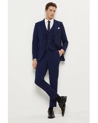 Burton - Skinny Fit Navy Textured Suit Jacket - Lyst