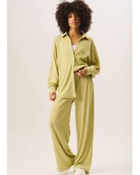 Gini London - Sage Textured Pull On Wide Leg Trousers - Lyst