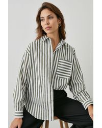 PRINCIPLES - Khaki Stripe Oversized Shirt - Lyst