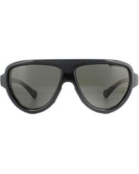 Moncler - Aviator Shiny Black Smoke Polarized Sunglasses - Lyst