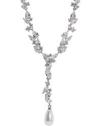 Jon Richard - Rhodium Plated Bridal Cubic Zirconia And Pearl Necklace - Lyst