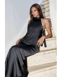 Hiccup - Halter Neck Satin Maxi Dress - Lyst