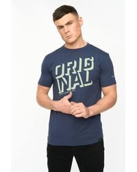 Crosshatch - Protrax Crew Neck Cotton T-Shirt With Mixed Texture Print - Lyst