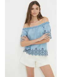 Dorothy Perkins - Broderie Bardot Blouse - Lyst