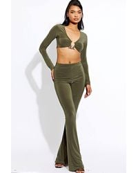 Stylewise - Ring Detail Long Sleeve Crop Top - Lyst