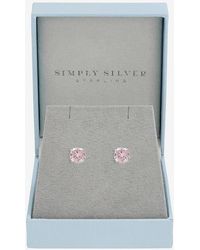 Simply Silver - Sterling Plated Vintage Rose Solitaire Earrings - Lyst