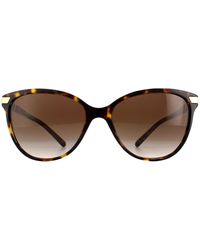 Burberry - Cat Eye Dark Havana With Gold Detailing Brown Gradient Be4216 Sunglasses - Lyst