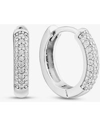 T.H.Baker - Sterling Rhodium Plated Cubic Zirconia Hoop Earrings 8.58.9994 - Lyst