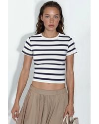 Busem - Striped Crew Neck Basic T-Shirt - Lyst