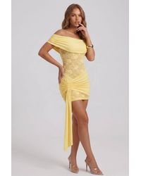Stylewise - Off-Shoulder Lace Drape Detail Mini Dress - Lyst