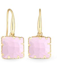 Mood - Gold Pink Cushion Drop Earrings - Lyst
