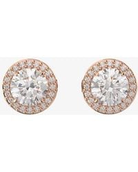 Swarovski - Constella Rose-Plated Halo Stud Earrings 5636275 - Lyst