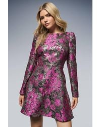 Dorothy Perkins - Dp Luxe Metallic Jacquard Long Sleeve Mini Dress - Lyst