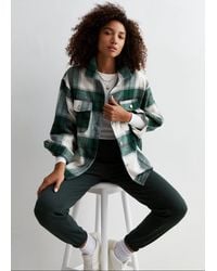 Gini London - Check Oversized Pocket Detail Shacket - Lyst