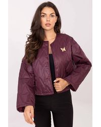 Love Lace - Collarless Lightweight Quilted Jacket With Brooch - Lyst