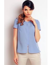 Love Lace - Summer Short Sleeve Elegant Blouse With Slit - Lyst
