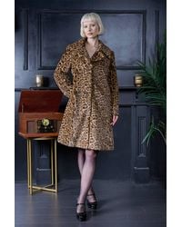 Banned Retro - Vania Faux Fur Leopard Coat - Lyst