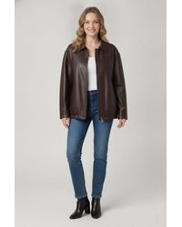 Izabel London - Faux Leather Texture Cropped Jacket - Lyst