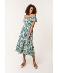 Blue Vanilla - Elasticated Waist Sleeveless Bardot Midi Dress - Lyst