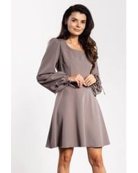 Love Lace - Flared Mini Dress With Tie & Puff Sleeves - Lyst
