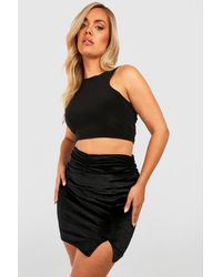 Boohoo - Plus Velvet Ruched Front Mini Skirt - Lyst
