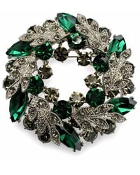 Angel Barocco - Vintage Crystal Leaf Wreath Brooch - Lyst