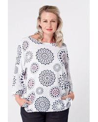 Luca Vanucci - Printed Cotton Top With 3/4 Sleeves - Lyst