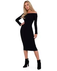 Love Lace - Ribbed Knit Fitted Long Sleeve Day Dress - Lyst