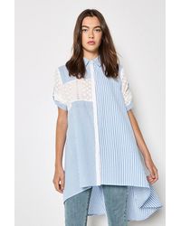 Apricot - Mix Stripe Cotton Blend Embroidered Shirt - Lyst