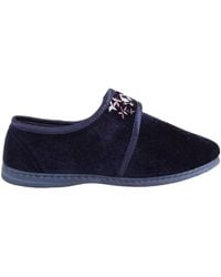 Absolute Footwear - Smooth Velour Slip On Touch & Close Embroidered Slippers - Lyst