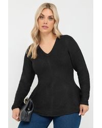 Yours - Peplum V Neck Jumper - Lyst