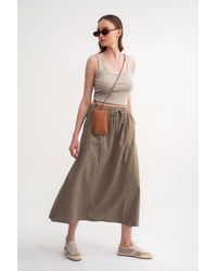MixRay - High-Waisted Poplin Skirt With Drawstring Detail - Lyst