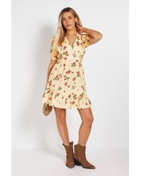 Dorothy Perkins - Ruffle Shoulder Puff Sleeve Poplin Mini Dress - Lyst