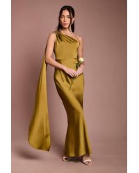 Coast - One Shoulder Satin Maxi Bridesmaid Dress With Trim - Lyst