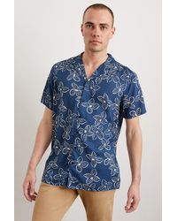 Burton - Navy Floral Print Viscose Revere Shirt - Lyst