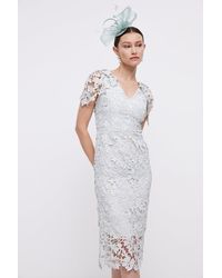 Coast - Lace Pencil Dress With Cape Sleeve - Lyst
