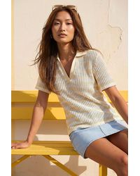 Roman - Stripe Crochet Collar Knit Top - Lyst